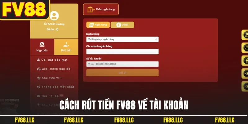 Cách rút tiền FV88 về tài khoản