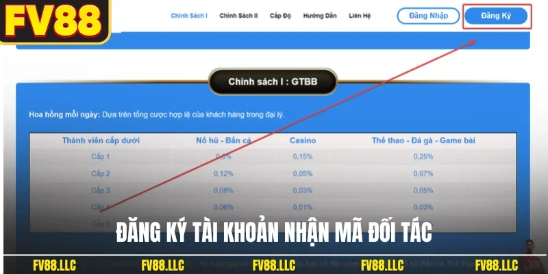Đăng ký tài khoản nhận mã đối tác