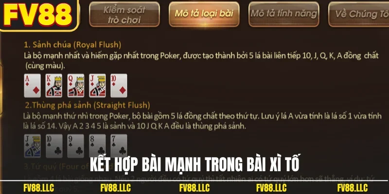 Kết hợp bài mạnh trong bài xì tố