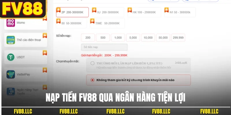 Nạp tiền FV88 qua ngân hàng tiện lợi