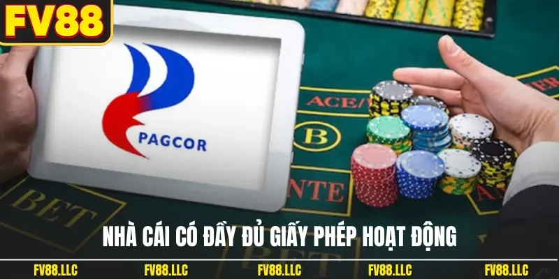 Nhà cái có đầy đủ giấy phép hoạt động