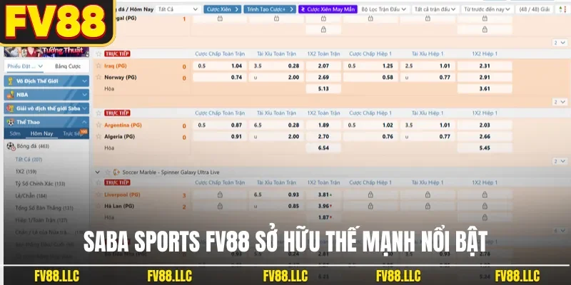 Saba Sports FV88 sở hữu thế mạnh nổi bật