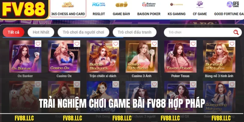 Trải nghiệm chơi game bài FV88 hợp pháp